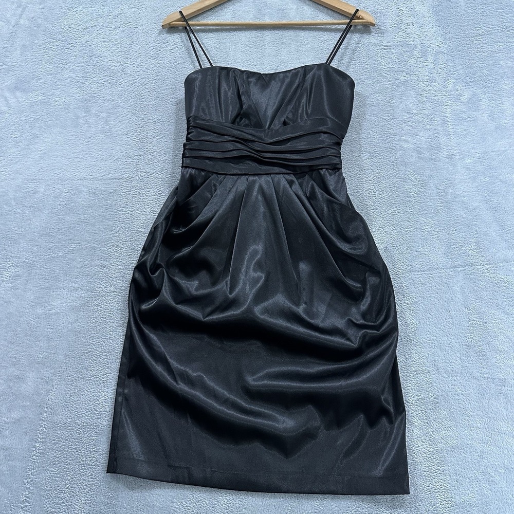 Betsy & Adam Dress Women's 8 Mini Black Satin Tube Elegant Event Vintage